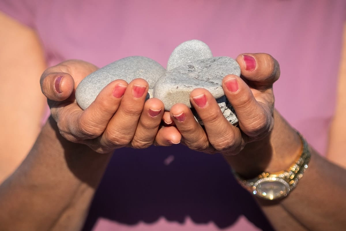 personal branding close up photo of a woman holding some rocks in her hands