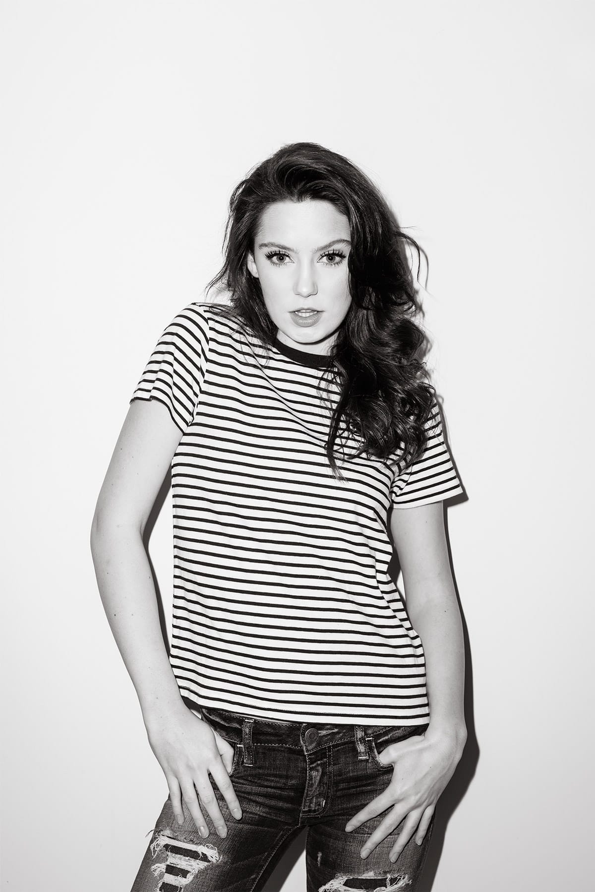 Black and white portrait of a model captured by professional model photographer - Anastasios